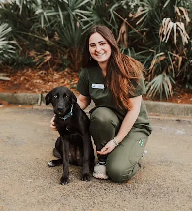 Staff member with cat Staff member with cat