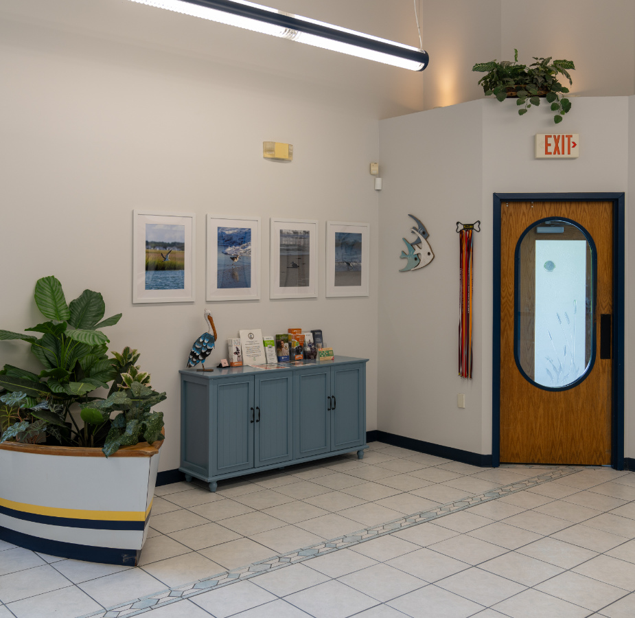 Waiting area and exit door