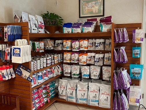 Pet food at Hometown Animal Hospital.