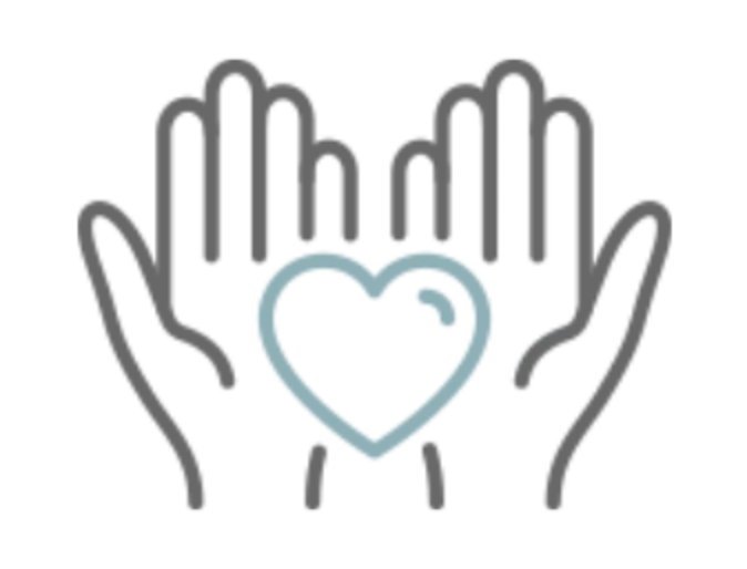 Icon of two hand palms holding a heart Icon of two hand palms holding a heart