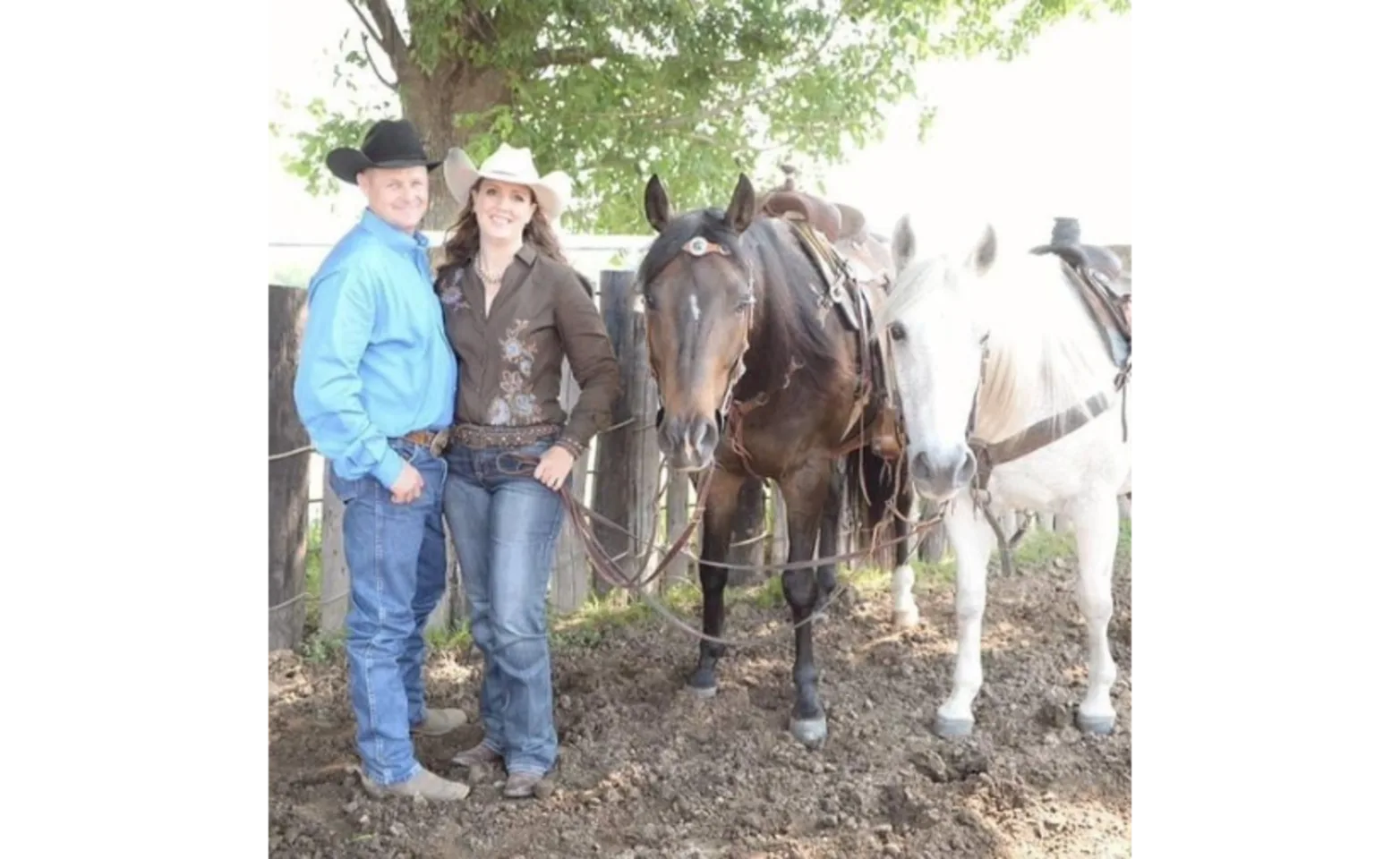 Two horses and their owners