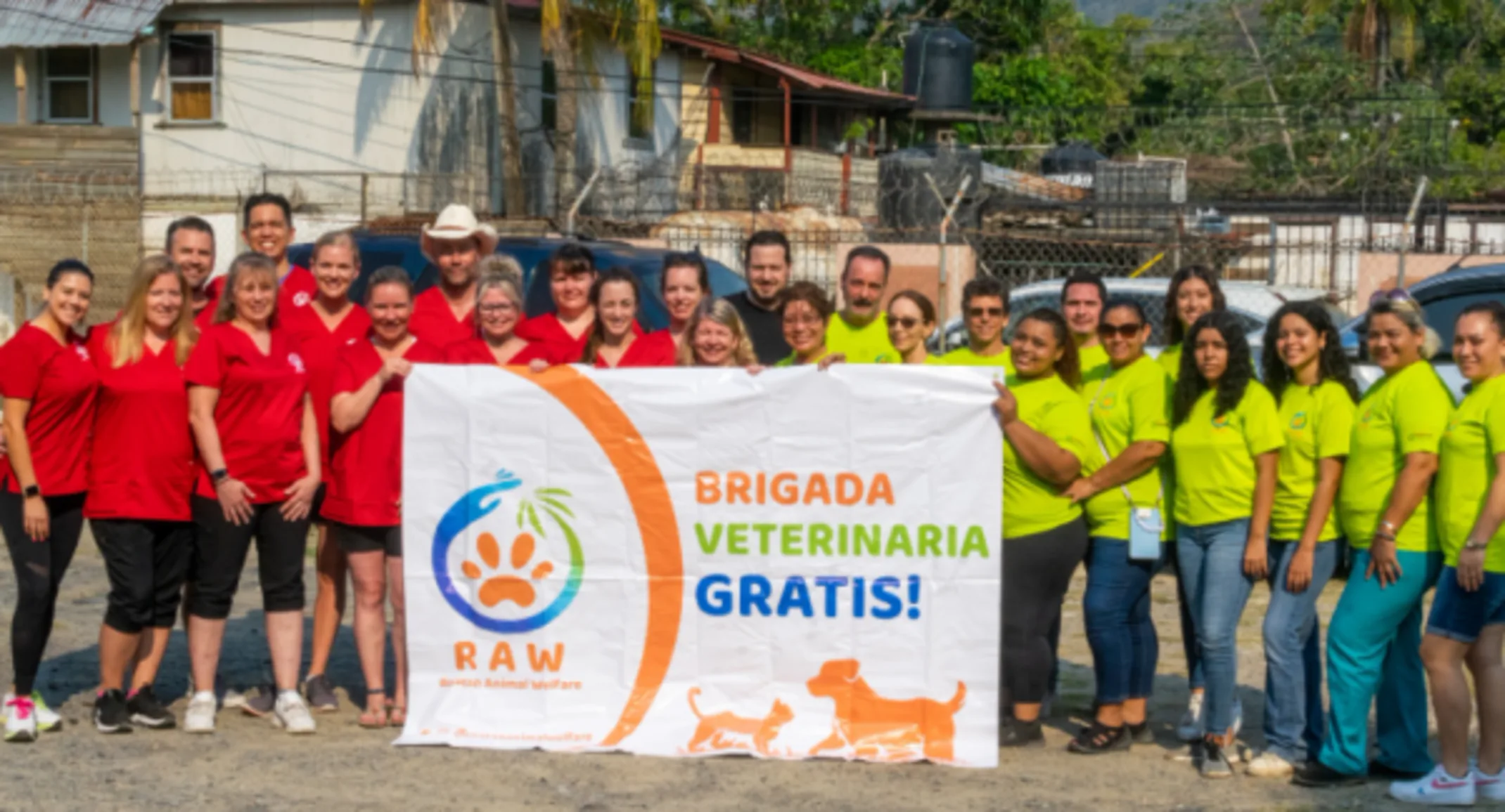 Allandale's staff posing at Roatan Honduras near a RAW banner Allandale's staff posing at Roatan Honduras near a RAW banner