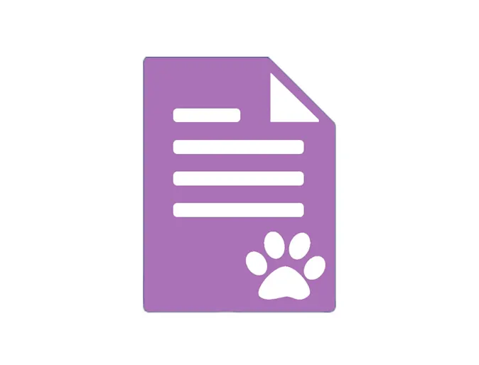 Purple Document with dog paw print Purple Document with dog paw print