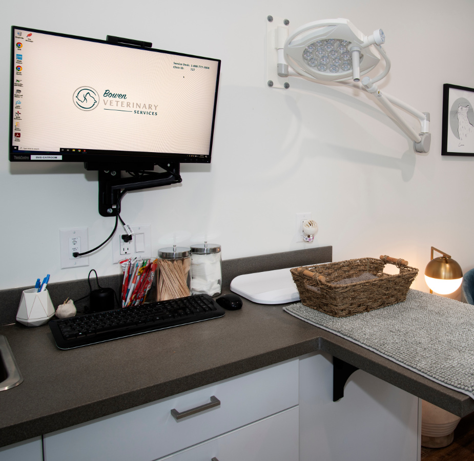 Exam room with exam table and computer 