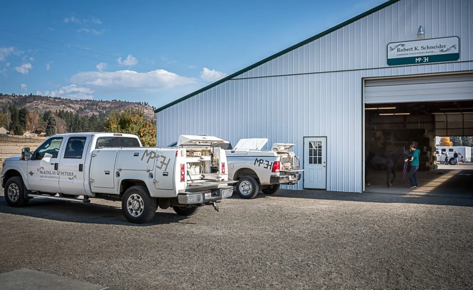 Two trucks used for Ambulatory Services at McKinlay & Peters Equine Hospital Two trucks used for Ambulatory Services at McKinlay & Peters Equine Hospital