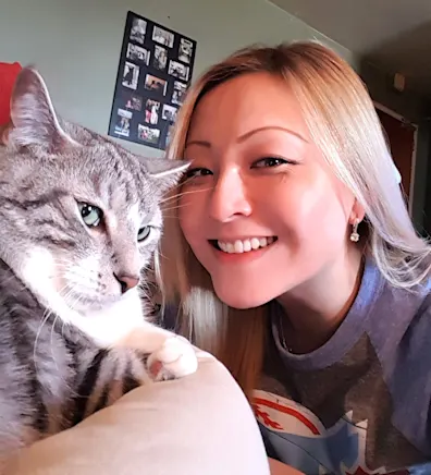 Annette holding a cat