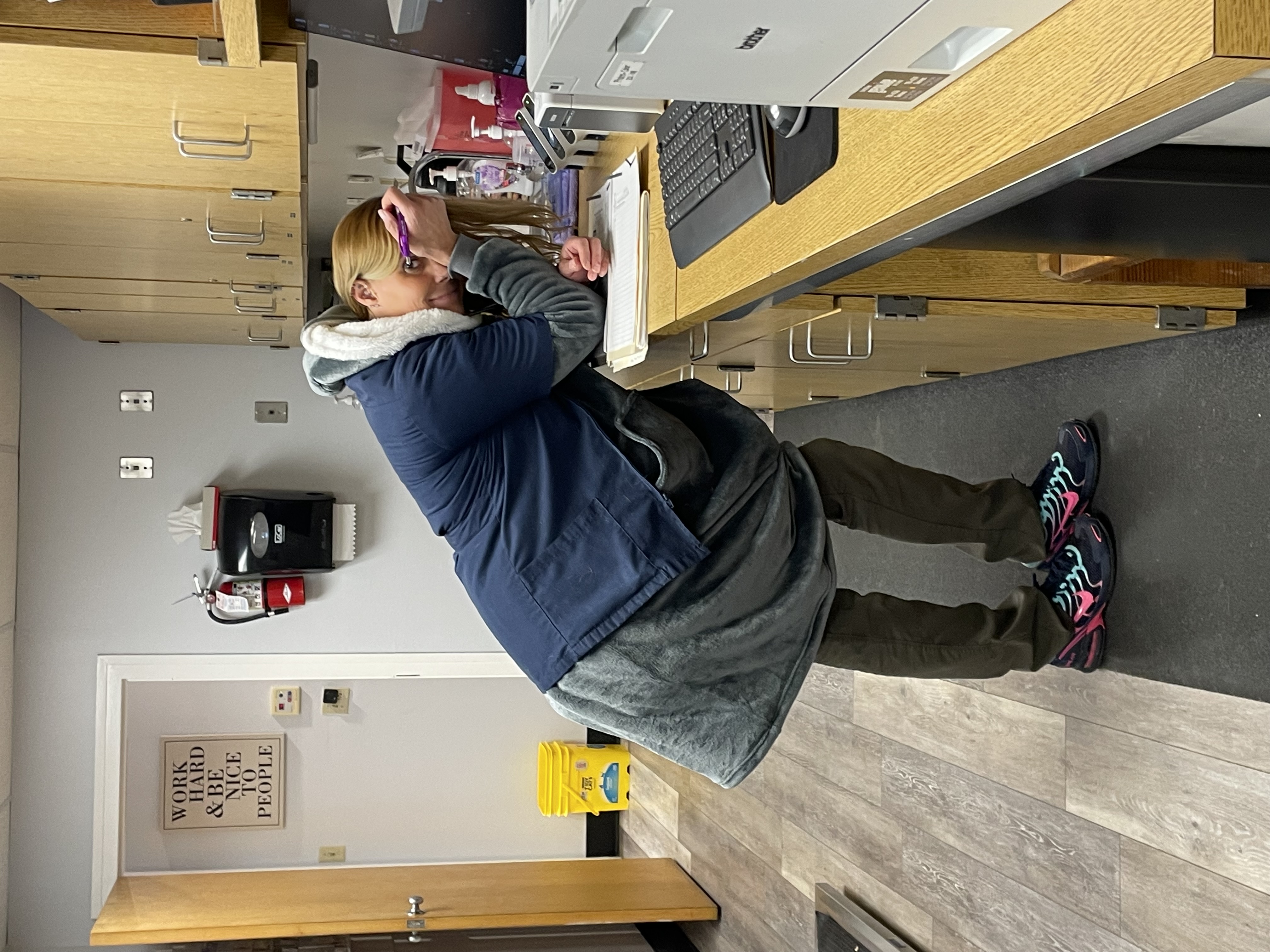 Working at Desk at Ferry Farm Animal Clinic