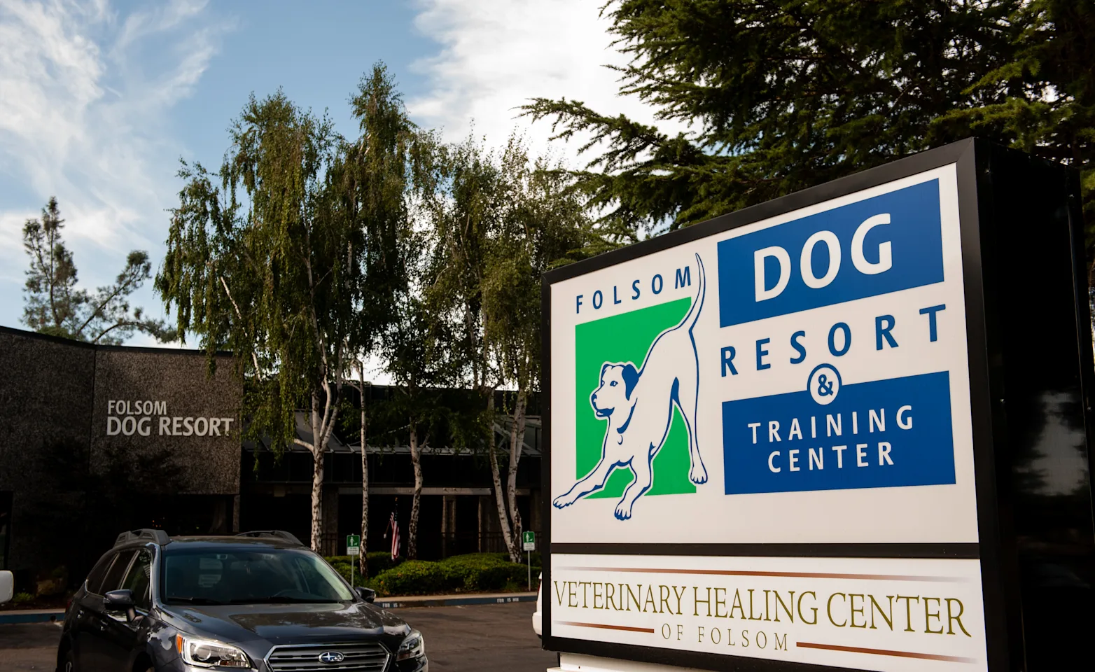 Exterior of Folsom Dog Resort building Exterior of Folsom Dog Resort building