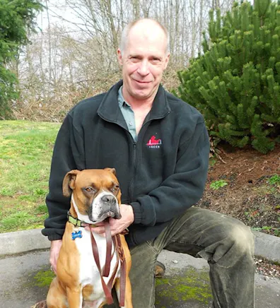 Dr. David Burgess and his dog Dr. David Burgess and his dog