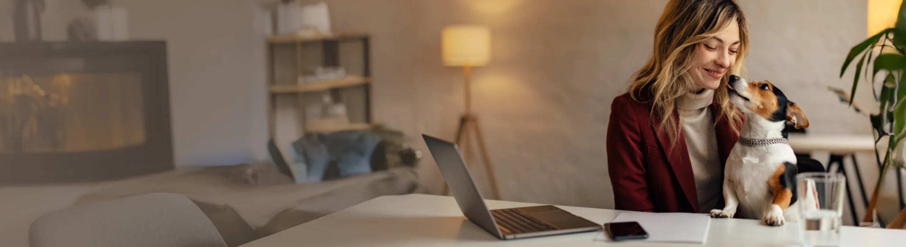 Woman with Dog & Laptop at Home Woman with Dog & Laptop at Home