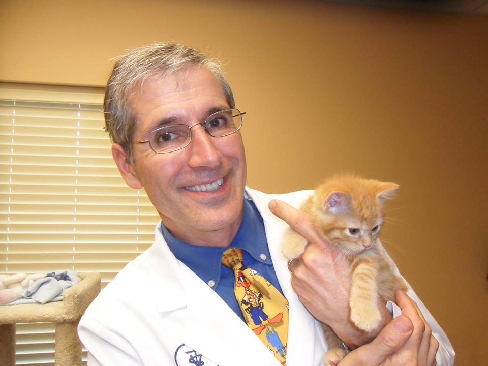 Dr. Wasem holding a kitten
