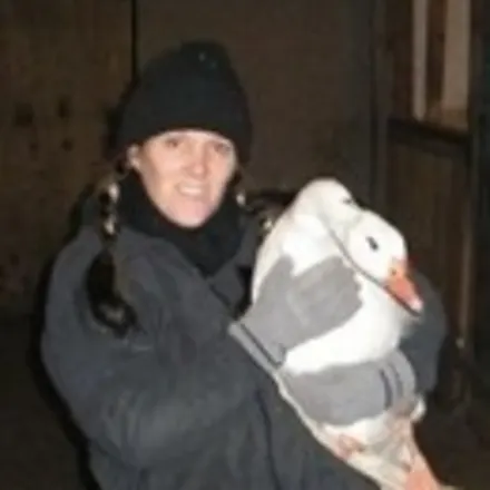 Launa holding a goose
