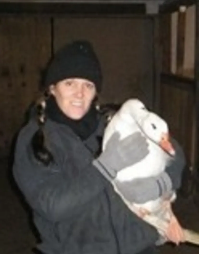 Launa holding a goose