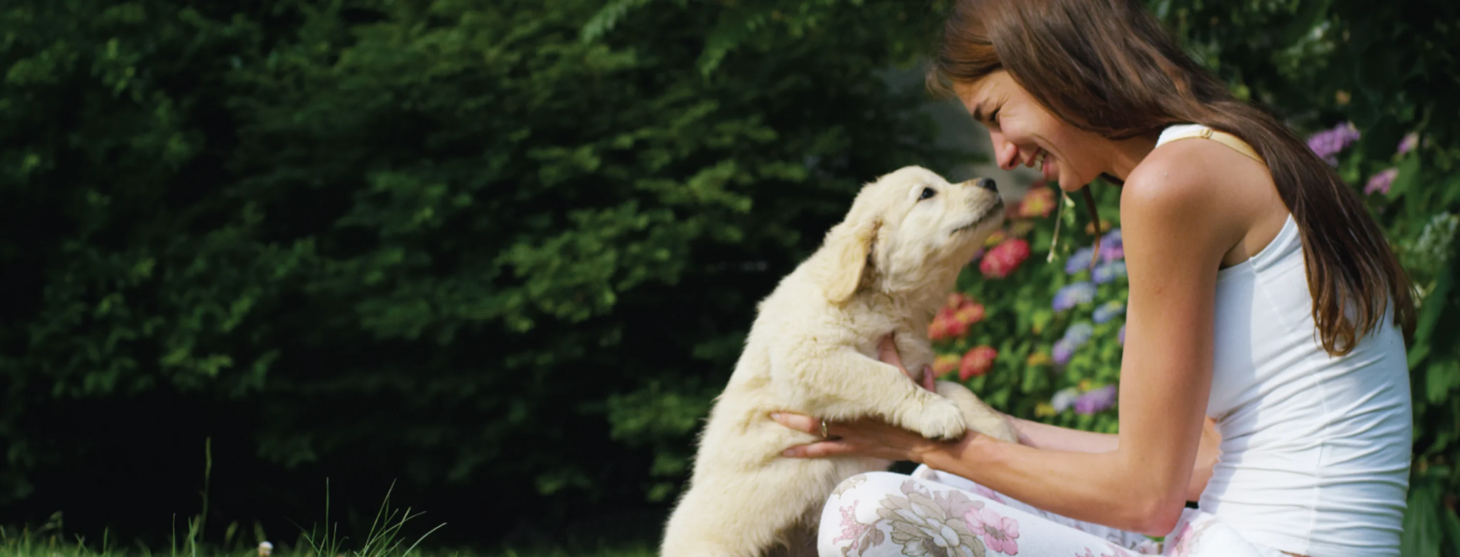 Woman outside with dog