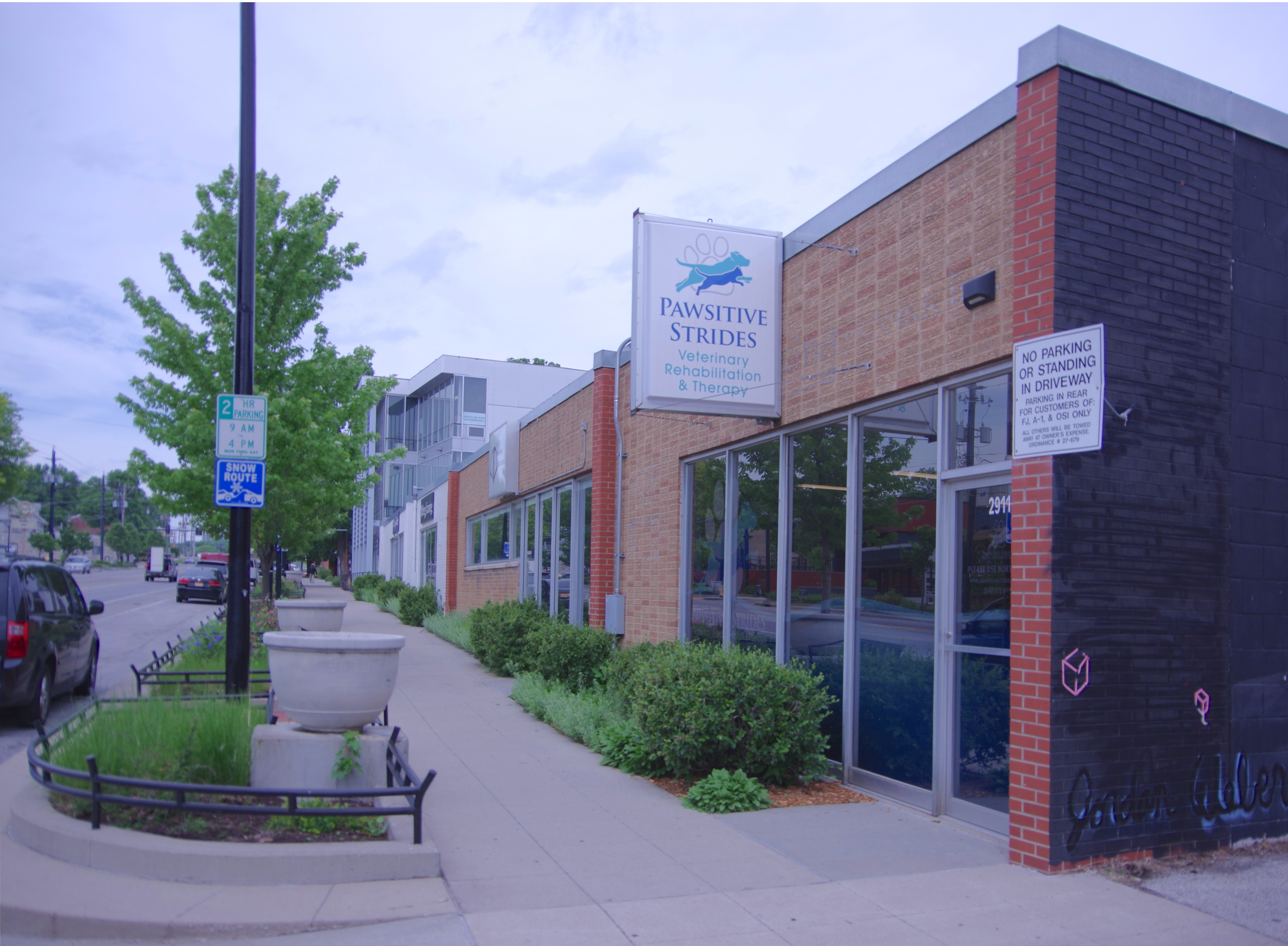 Front side of Pawsitive Strides' building.