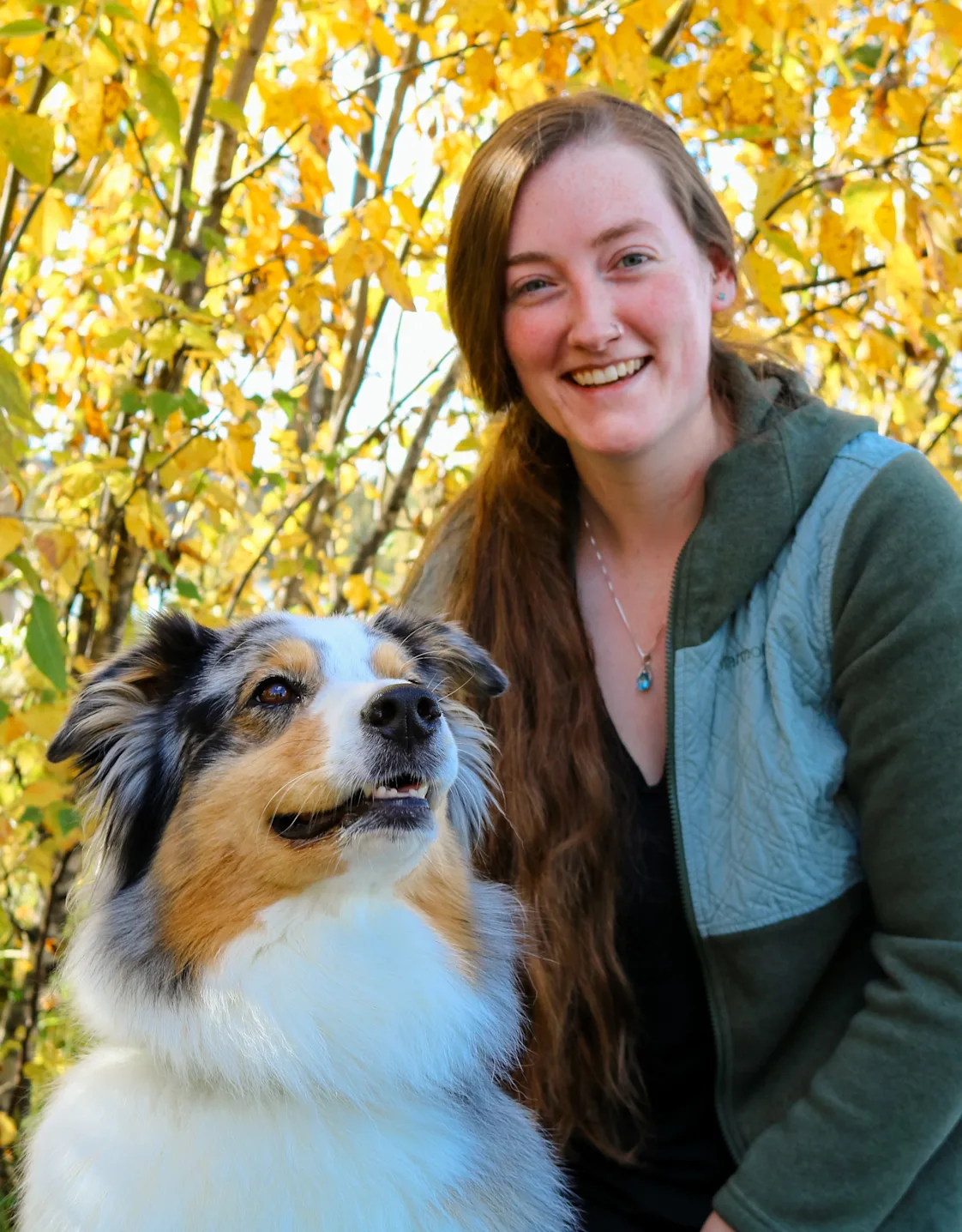 Morgan with australian shepherd Morgan with australian shepherd