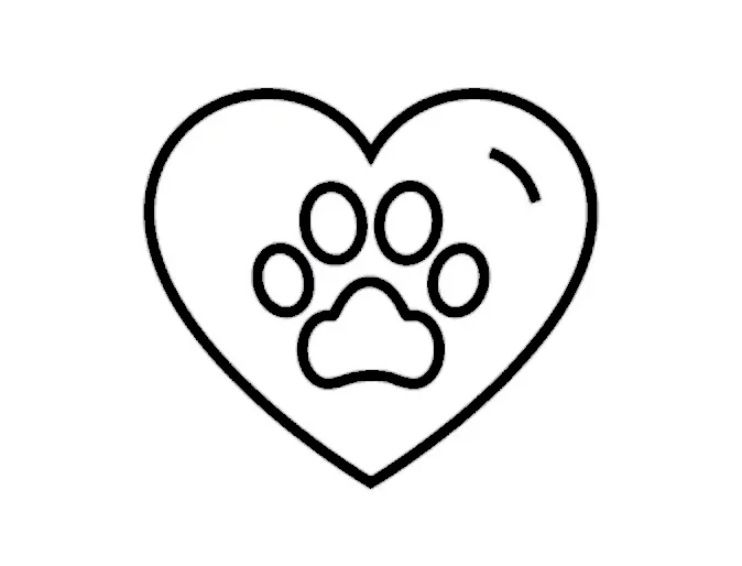 Icon of a heart with a paw print in it. Icon of a heart with a paw print in it.