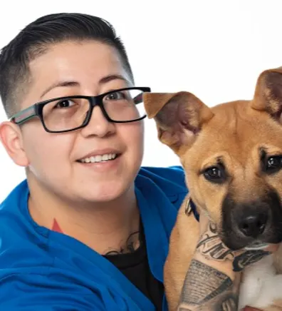 Denise holding a puppy Denise holding a puppy