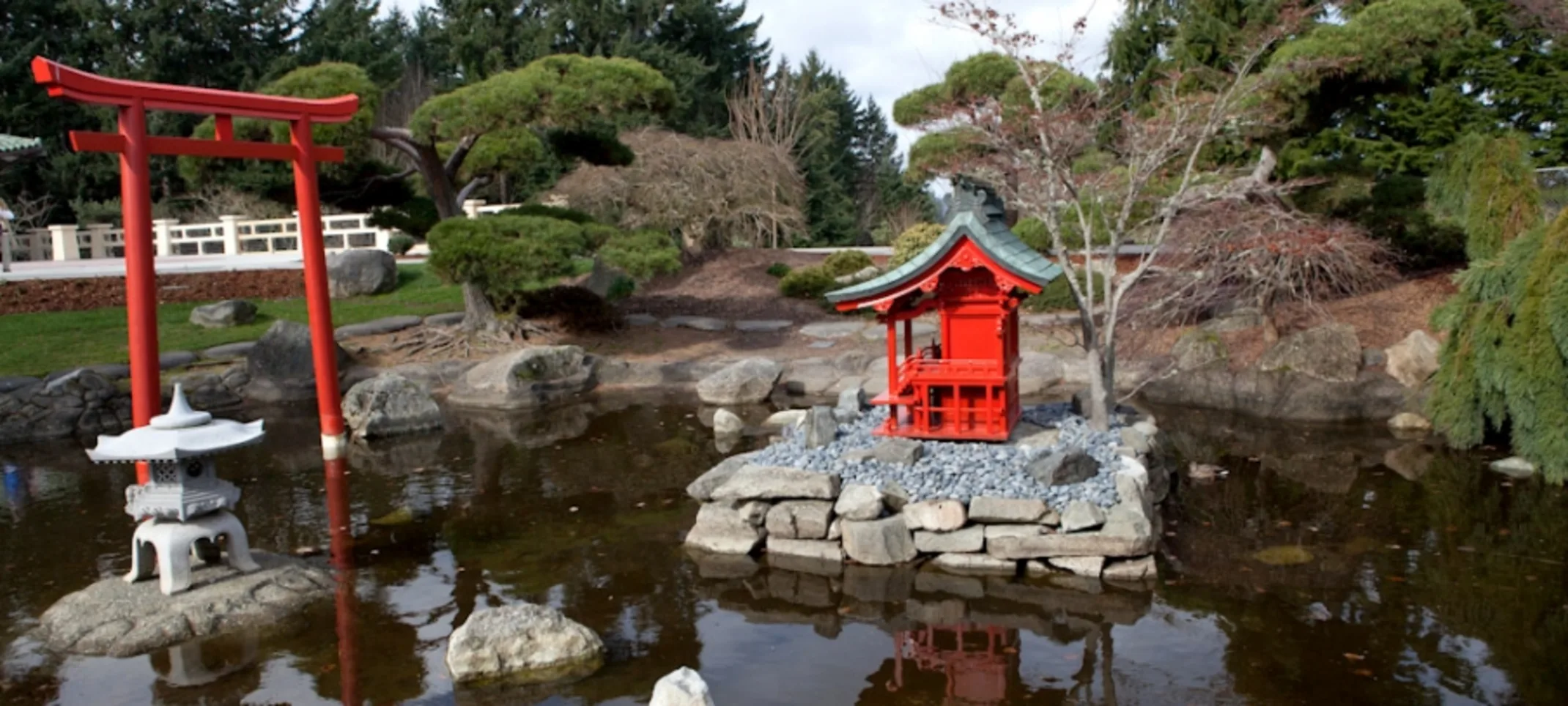a photo of a red house in Point Defiance Park a photo of a red house in Point Defiance Park