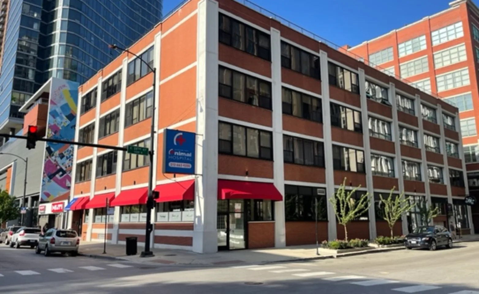 Exterior shot of Burnham Animal Hospital. Located at the corner of a downtown street. Exterior shot of Burnham Animal Hospital. Located at the corner of a downtown street.