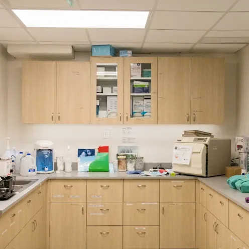 Surgery prep room. Surgery prep room.