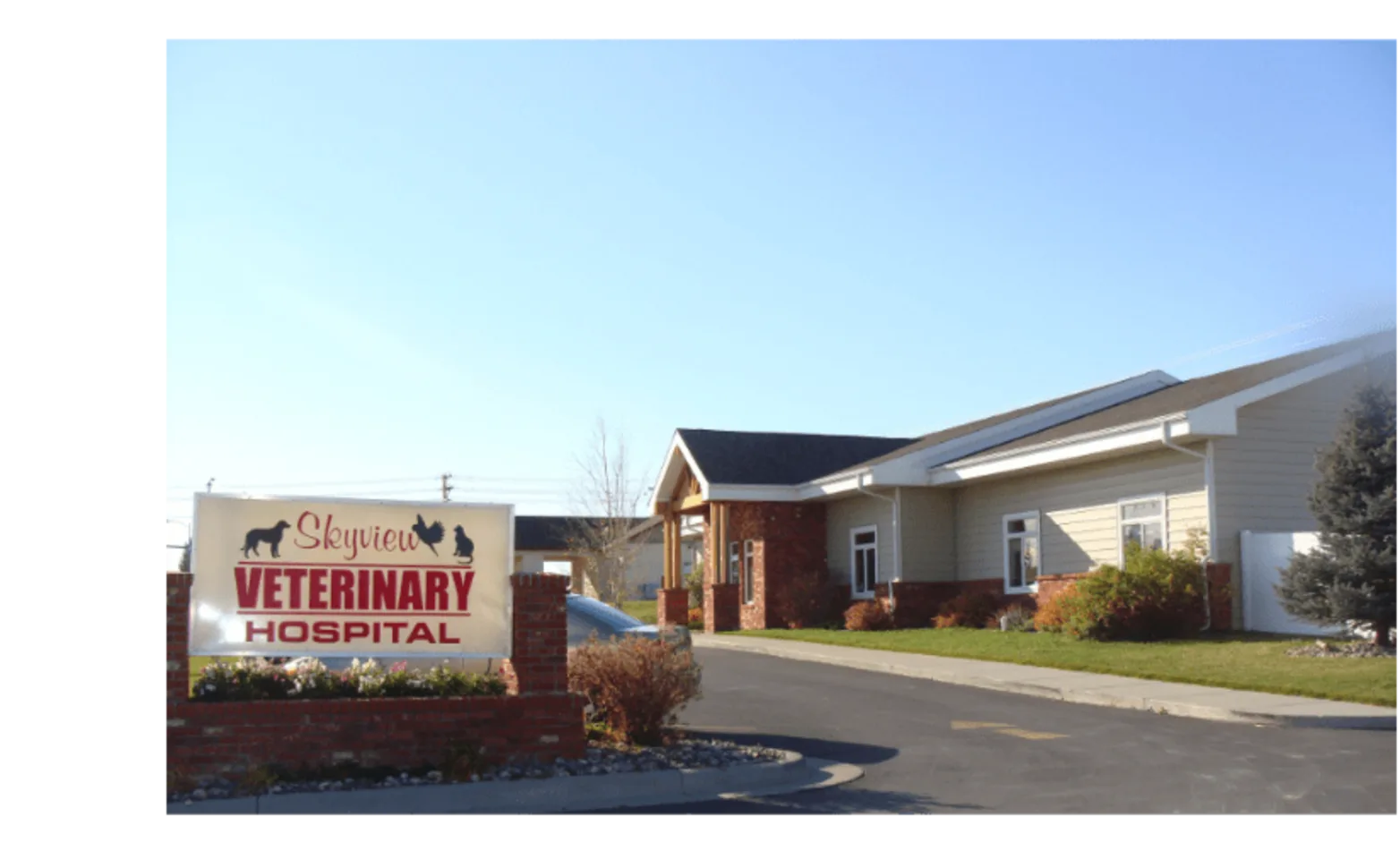 The entrance and facade of Skyview Veterinary Hospital The entrance and facade of Skyview Veterinary Hospital
