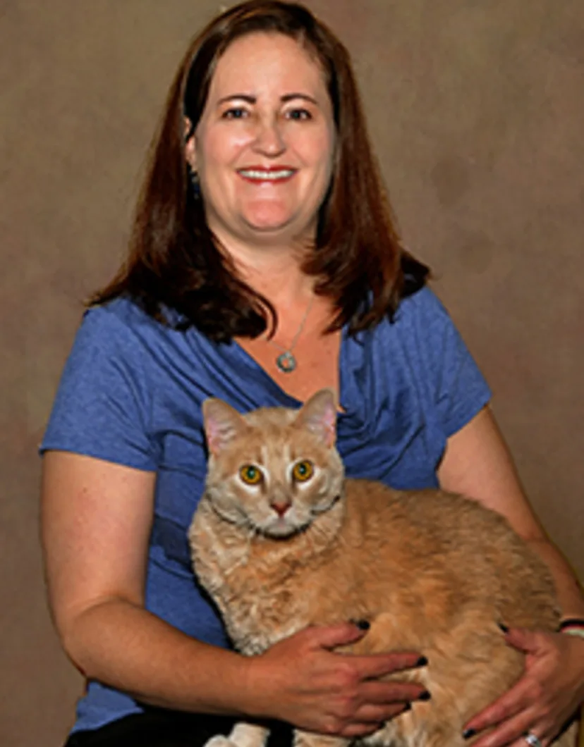 Dr. Rebecca Matchette holding a cat