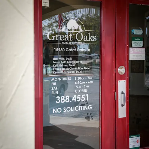 front door of Great Oaks Animal Hospital front door of Great Oaks Animal Hospital