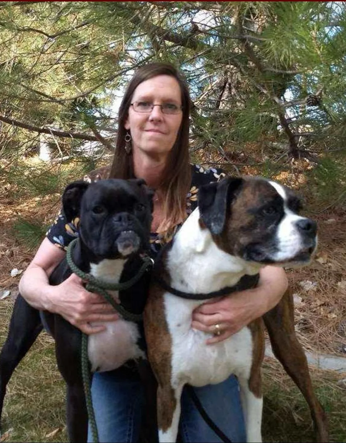 Laurie with two dogs Laurie with two dogs