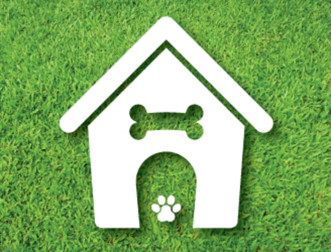 Grass icon with dog house Grass icon with dog house