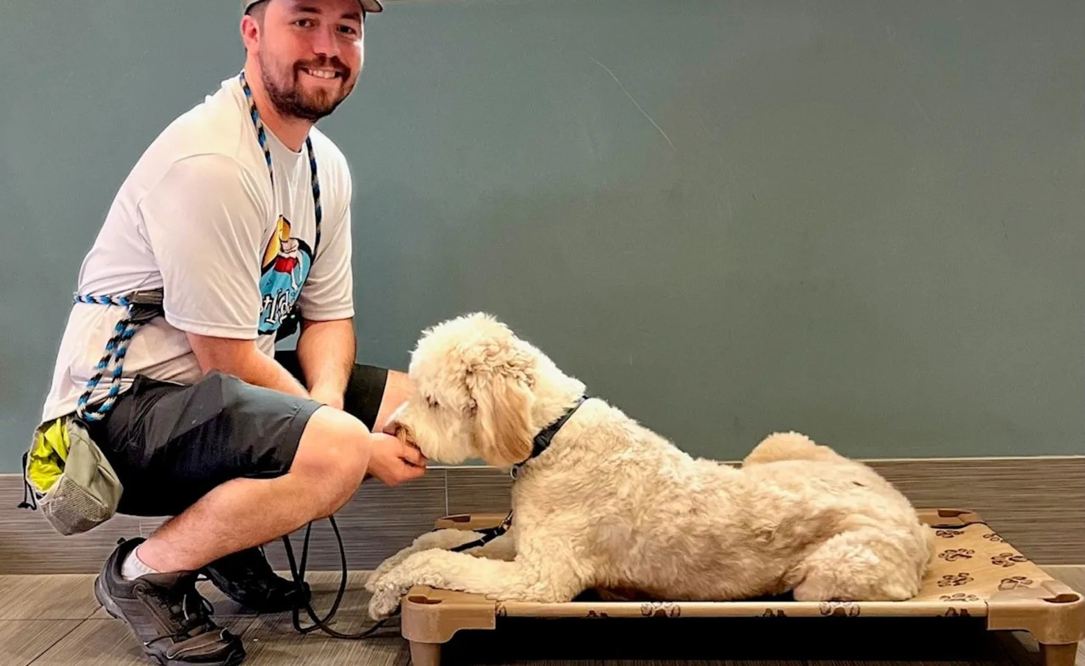 Aaron, trainer with a dog