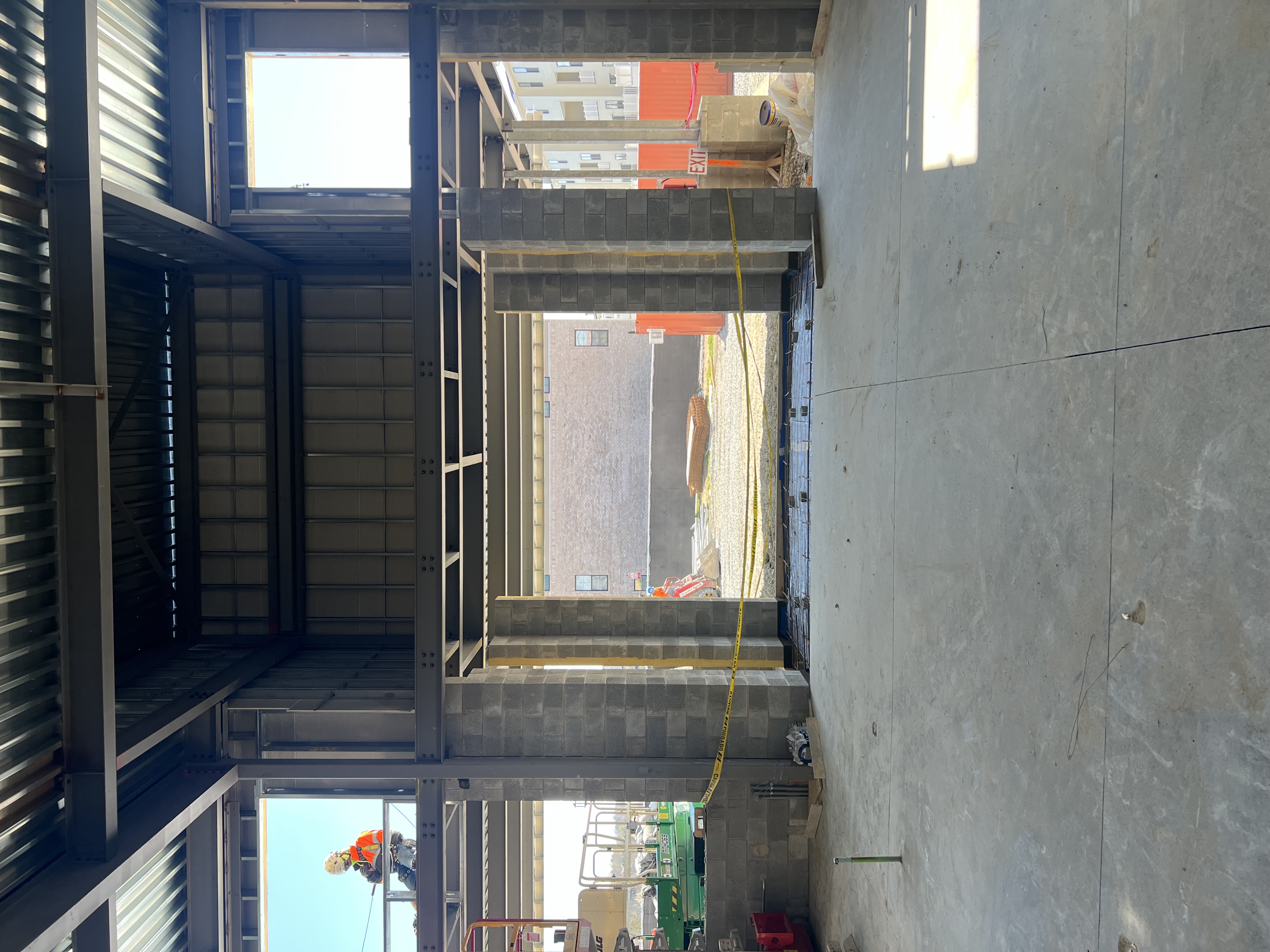 An inside view of the outside through the constructed entrance 