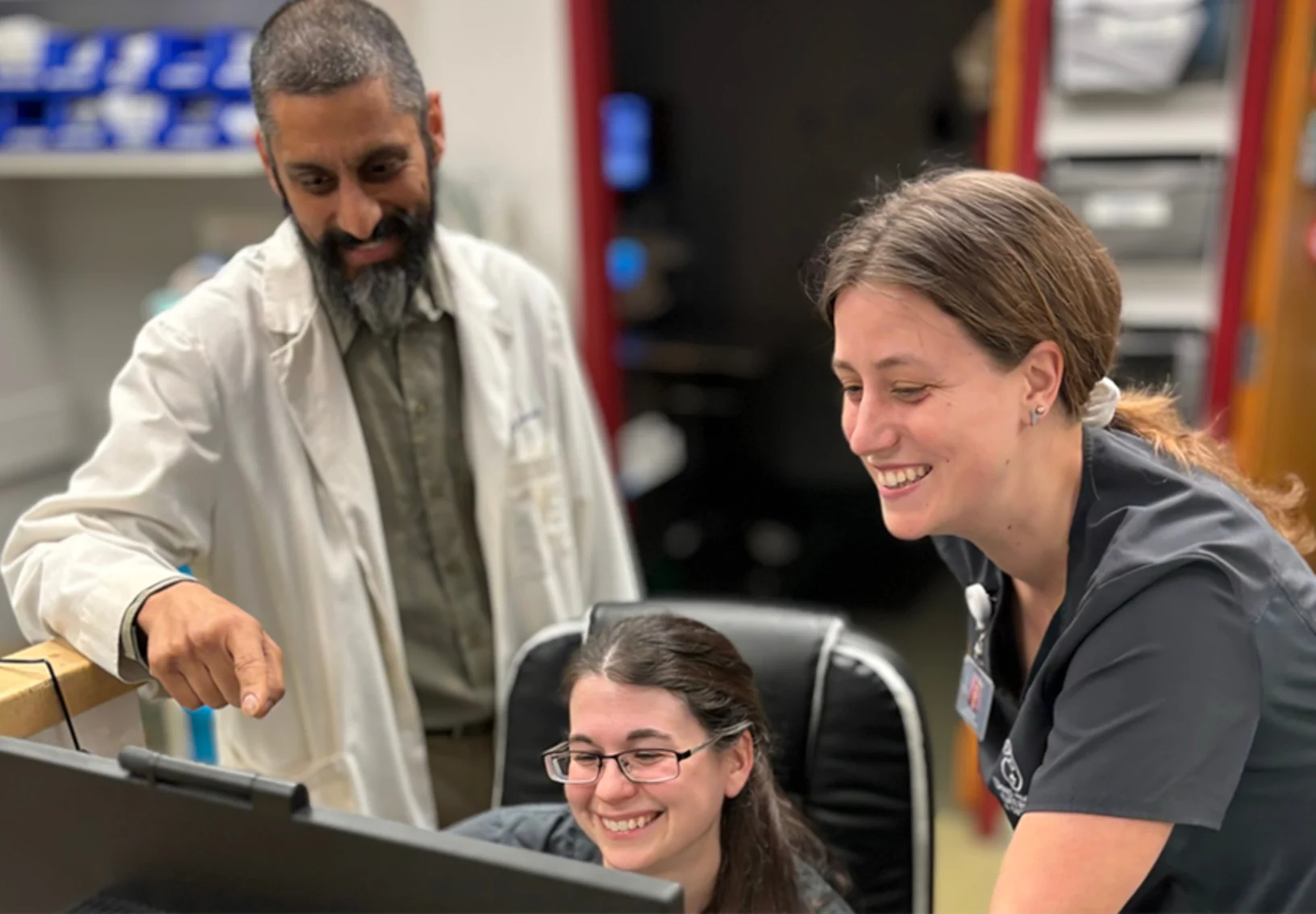 Dr. Neravanda and vet technicians, Rachel and Cecelia Dr. Neravanda and vet technicians, Rachel and Cecelia