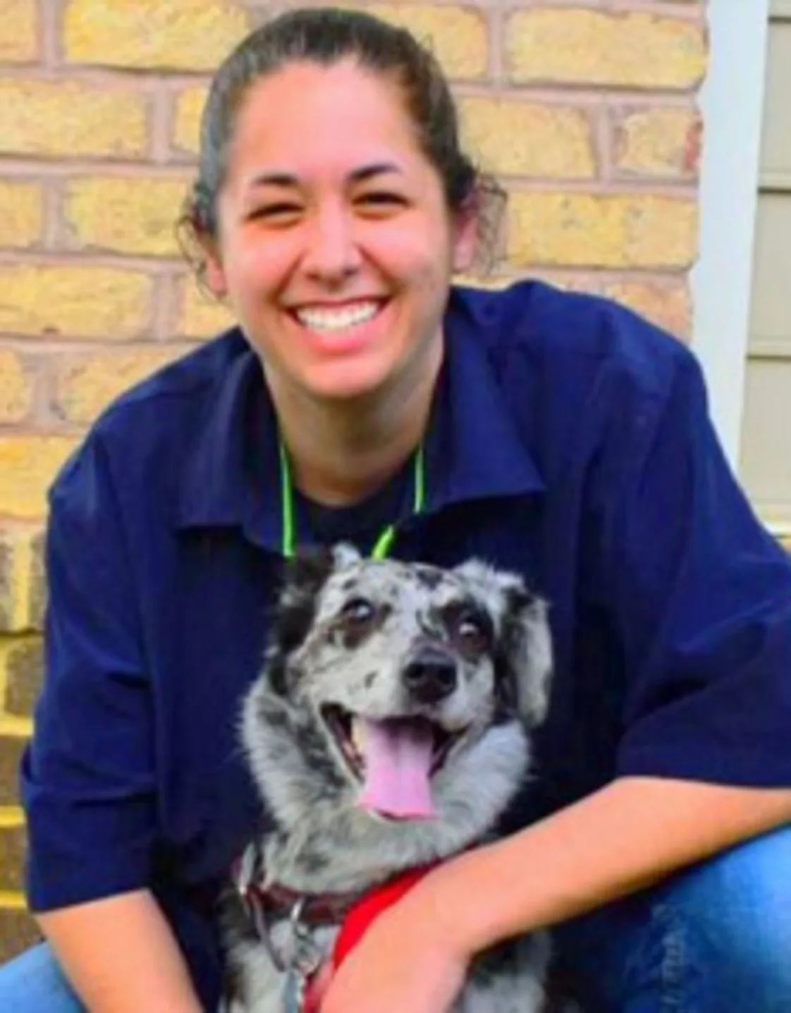 Employee with grey dog Employee with grey dog