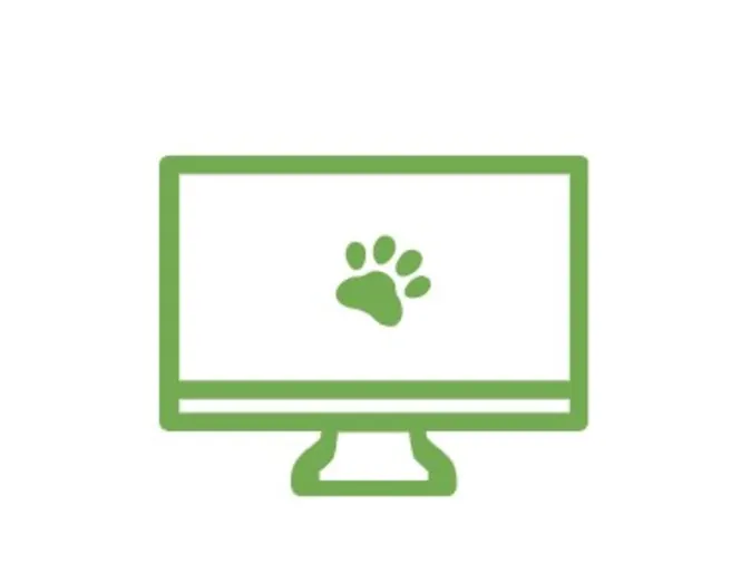 Paw print on computer outline Paw print on computer outline