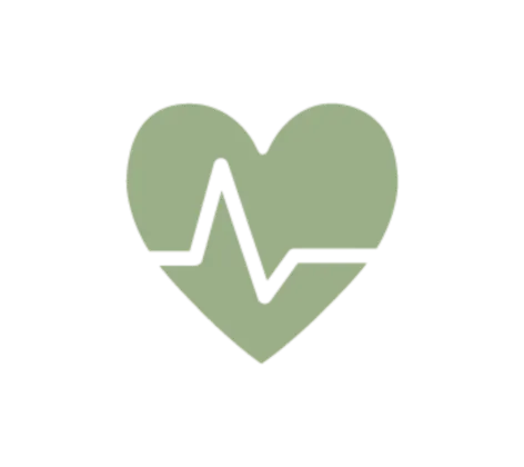 Green heart icon with pulse line Green heart icon with pulse line