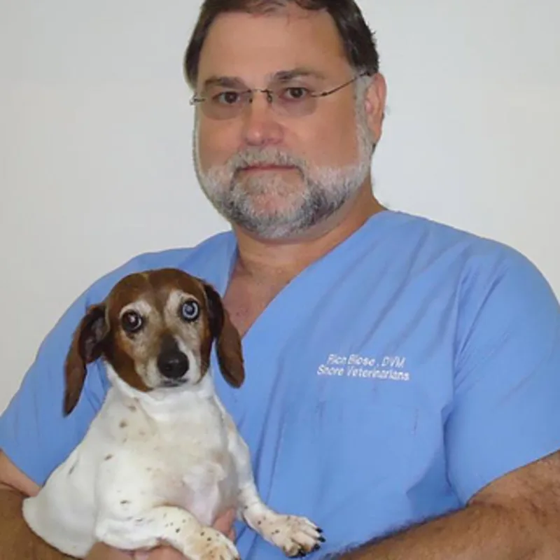 Dr. Blose with a puppy. Dr. Blose with a puppy.