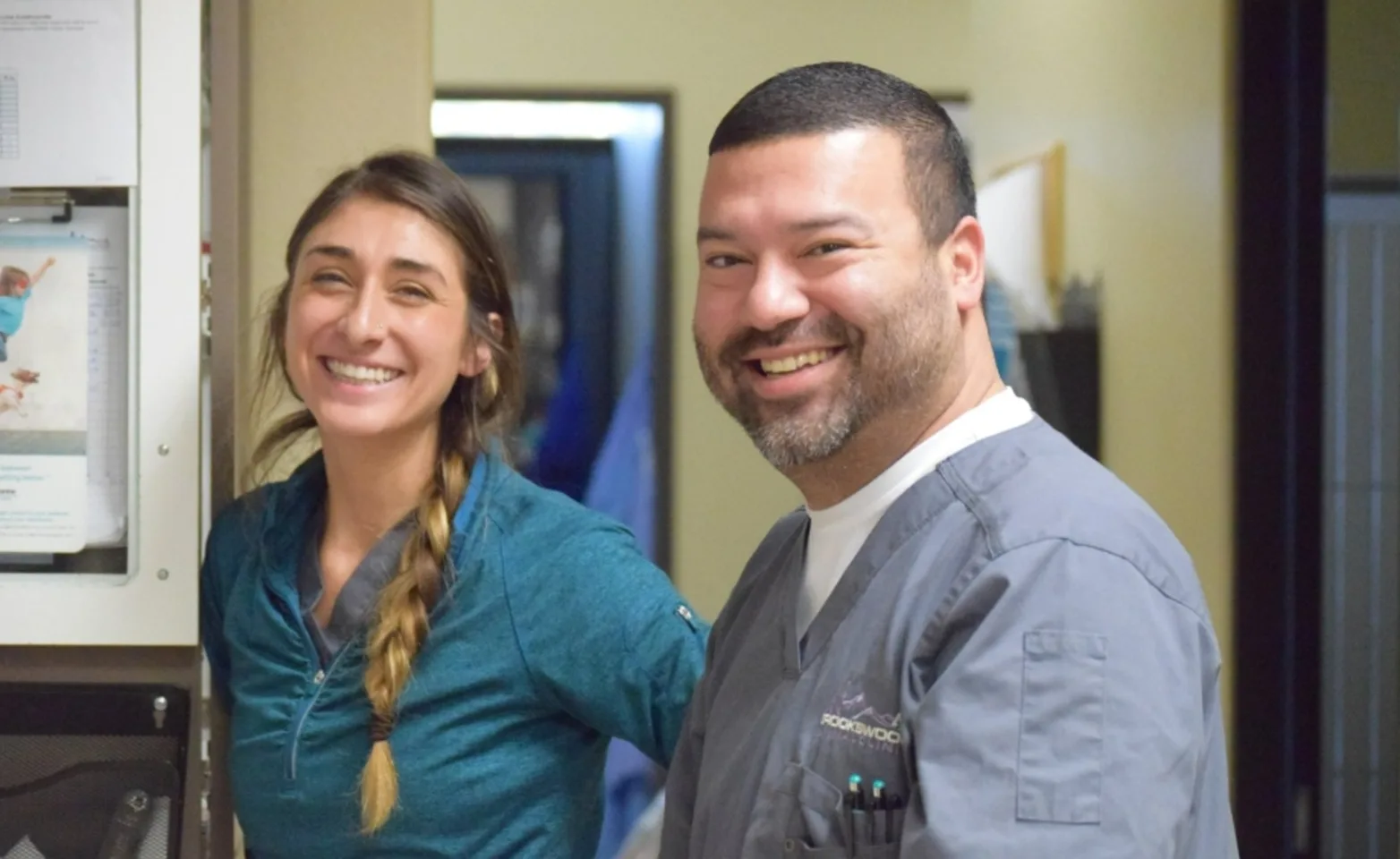 Jazzmyn and Lee, staff at Brookswood Animal Clinic