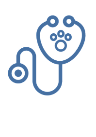 Blue Stethoscope Line Art Icon with a Paw Print