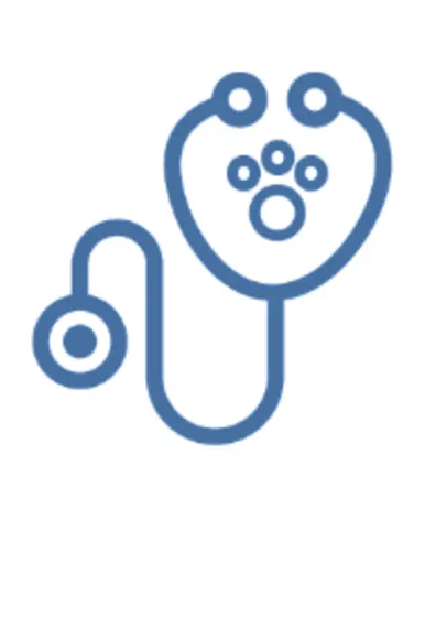 Blue Stethoscope Line Art Icon with a Paw Print Blue Stethoscope Line Art Icon with a Paw Print