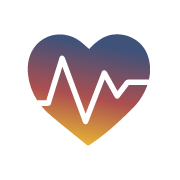 heart icon with gradient going from orange vertically upward to blue