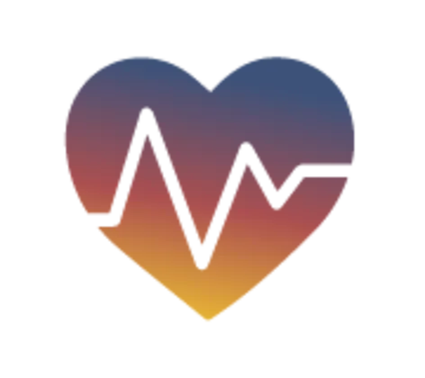 heart icon with gradient going from orange vertically upward to blue heart icon with gradient going from orange vertically upward to blue
