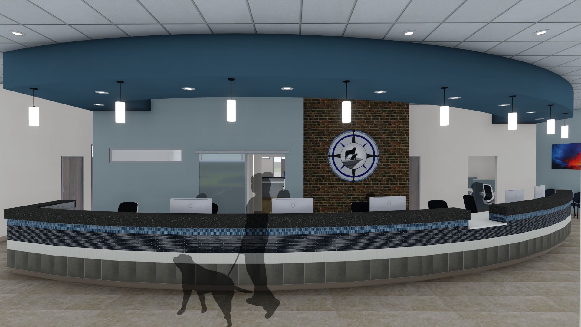 Reception desk of newly renovated area