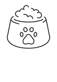 Bowl of pet food with a paw print (Diet & Nutrition Icon)