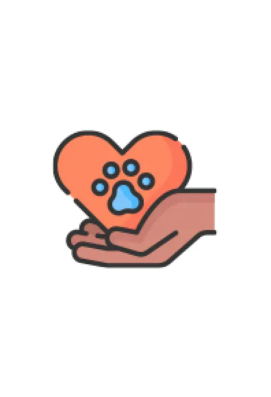 A graphic of a hand holding a heart with a paw in the middle A graphic of a hand holding a heart with a paw in the middle