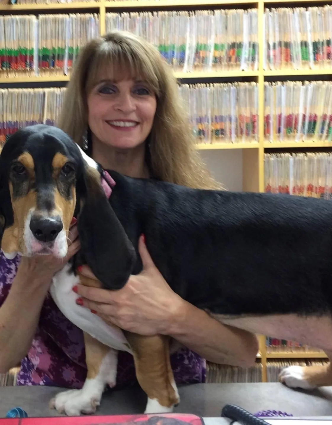 Vicki with basset hound Vicki with basset hound