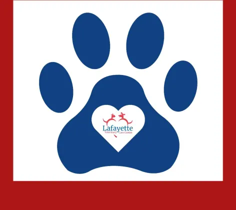 Lafayette Veterinary Care Center logo with paw print