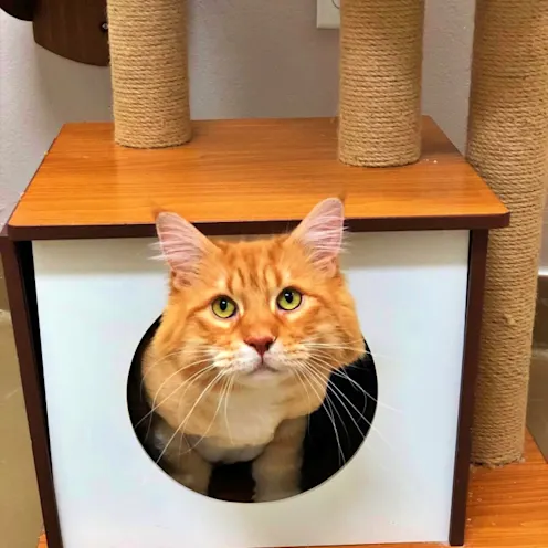 Orange cat in cat tree Orange cat in cat tree