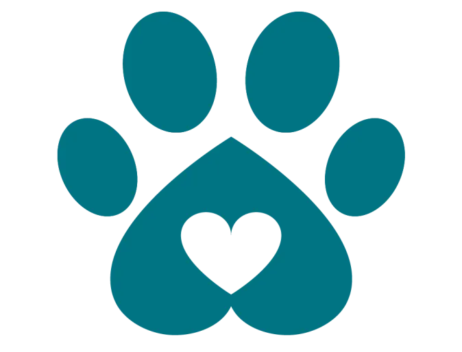 Icon of a paw print with a heart in the middle