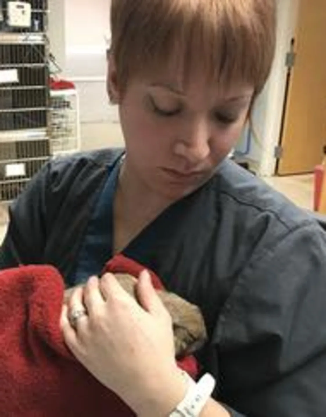 Angela holding a pet Angela holding a pet